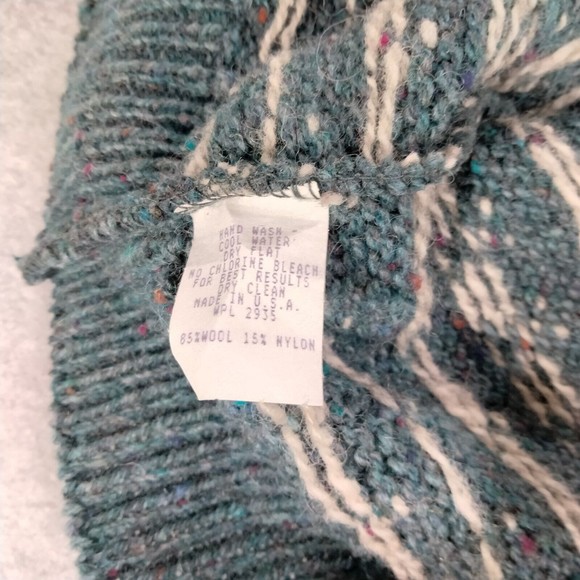 REI 85% Wool Cardigan Button Front Grandma Sweater Green Floral Women's Small - Picture 8 of 12